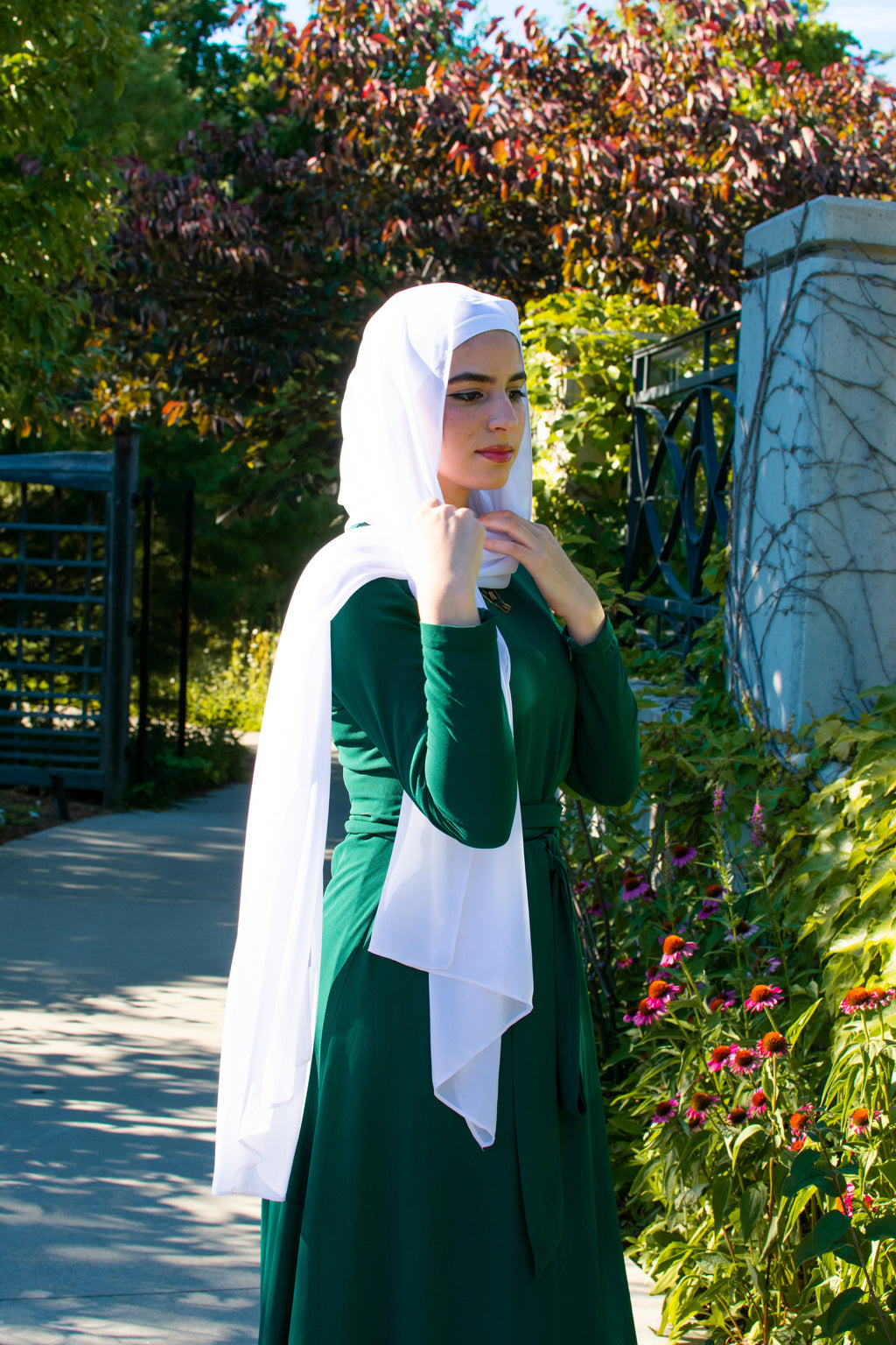 White Chiffon Hijab with Matching Undercap - leenashijabs