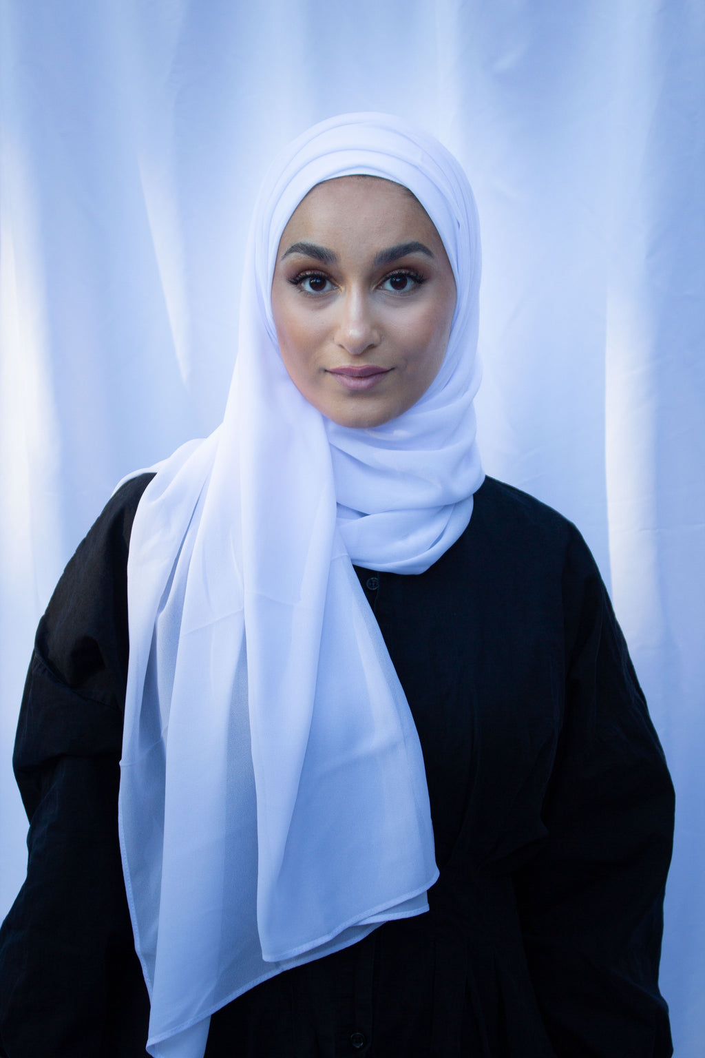 White Chiffon Hijab with Matching Undercap - leenashijabs