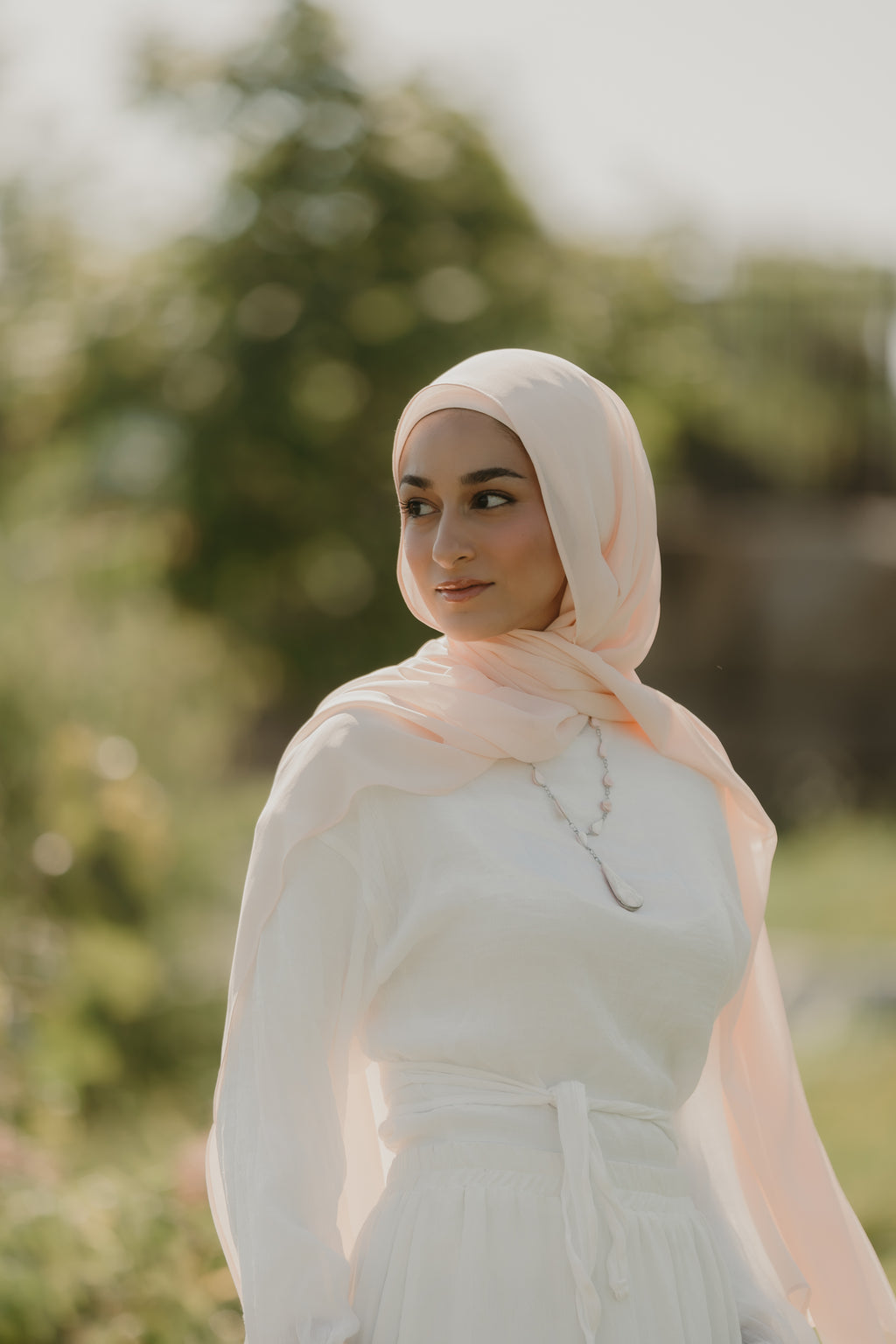 Blush Chiffon Hijab with Matching Undercap