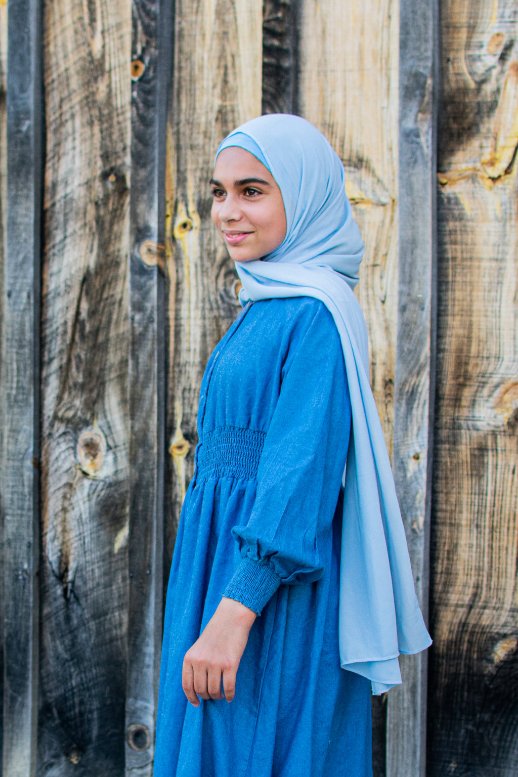 Sky Blue Chiffon Hijab with Matching Undercap - leenashijabs