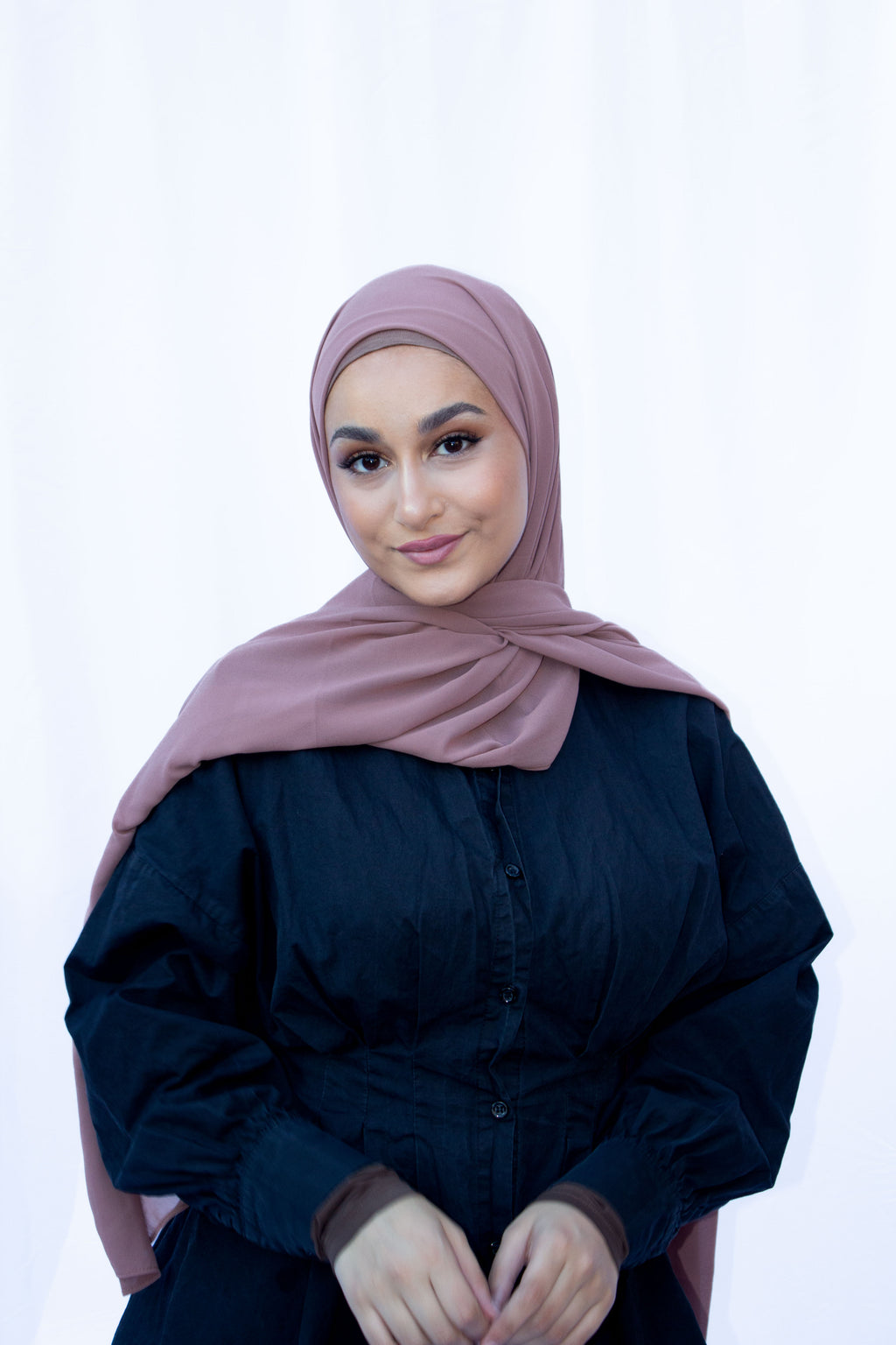 Light Brown Chiffon Hijab with Matching Undercap - leenashijabs