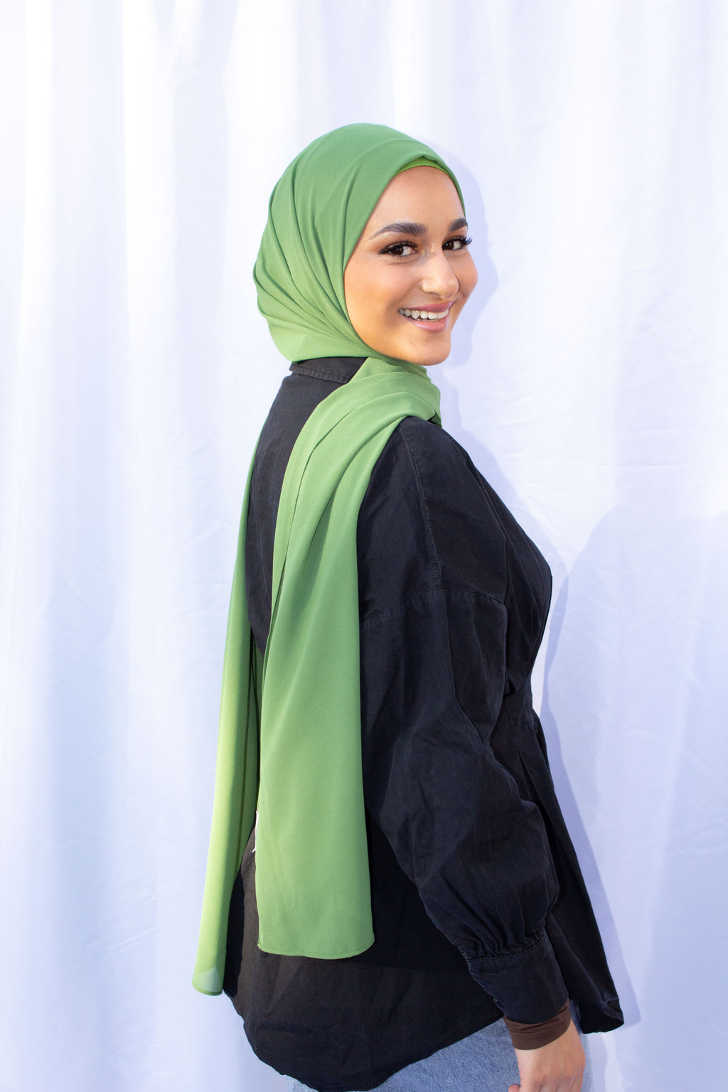 Olive Chiffon Hijab with Matching Undercap - leenashijabs