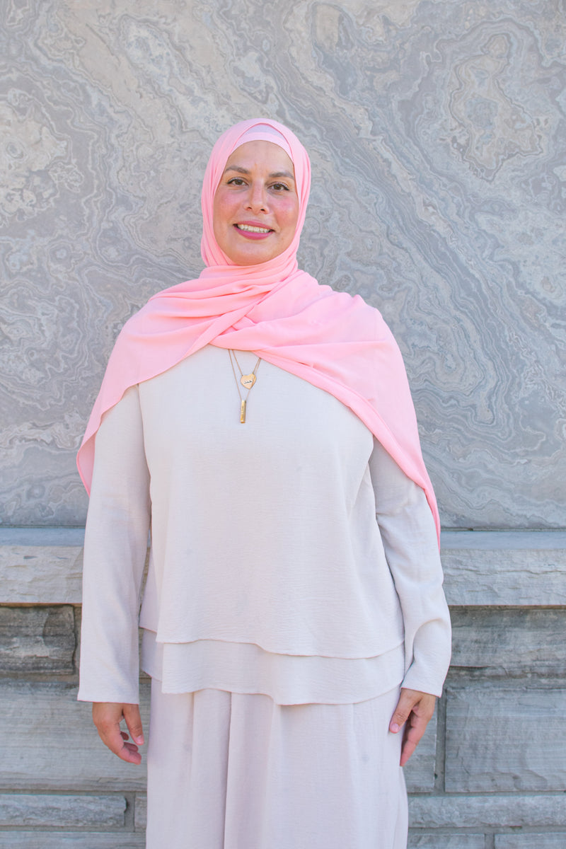 Light Coral Chiffon Hijab with Matching Undercap - leenashijabs